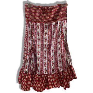 Red and Paisley Tube Top Dress with Pockets